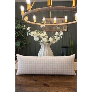 Gingham Oblong Lumbar Pillow Khaki/Ivory Threshold Cotton NEW